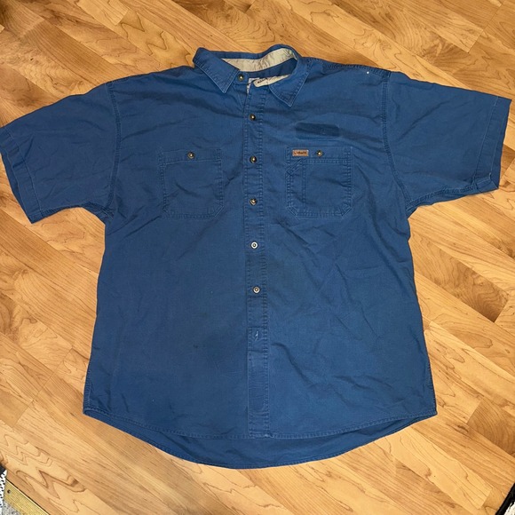 Carhartt Tradesman 384-19 Work Shirt Button Up Short Sleeve‎ Utility Blue 2XL - Picture 1 of 11